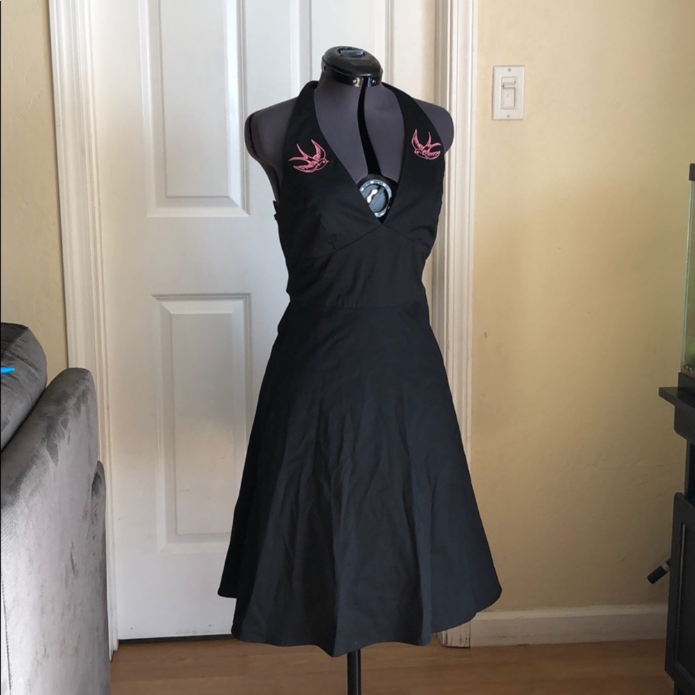 Rock Steady Rockabilly Pinup Swallows halter dress